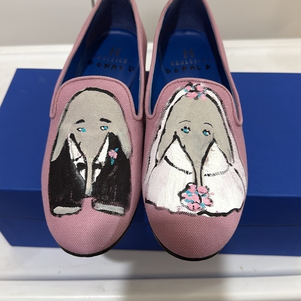 Hadleigh‘s bride and groom elephant hand painted shoes made in Italy sz37.5